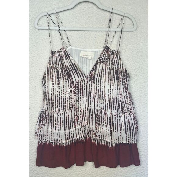Anthropologie Olivia Layered Tie Dye Tank Red/White Double Strap Viscose Size Sm - Picture 1 of 8